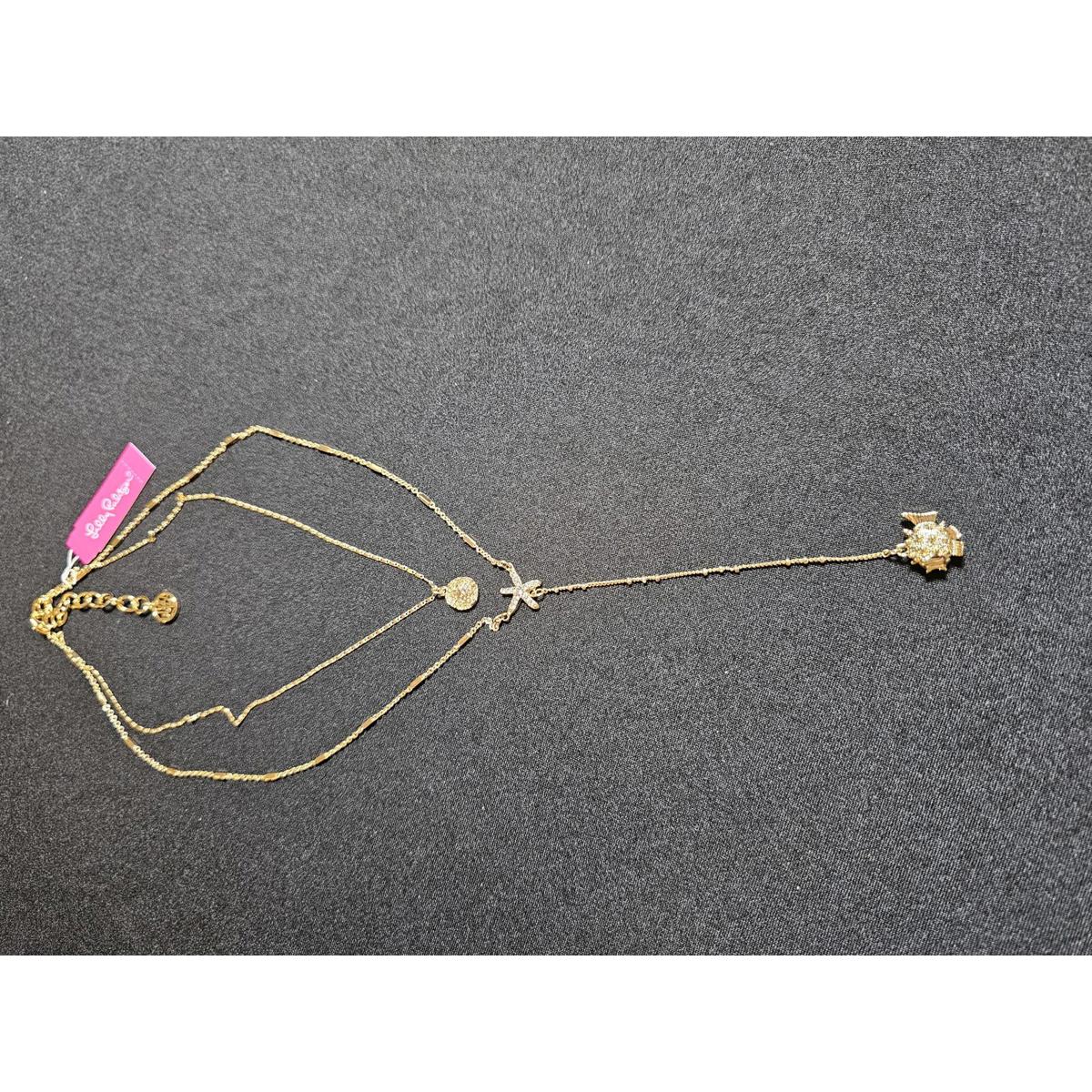 Lilly Pulitzer Gold Layered Necklace With Fish Pendant
